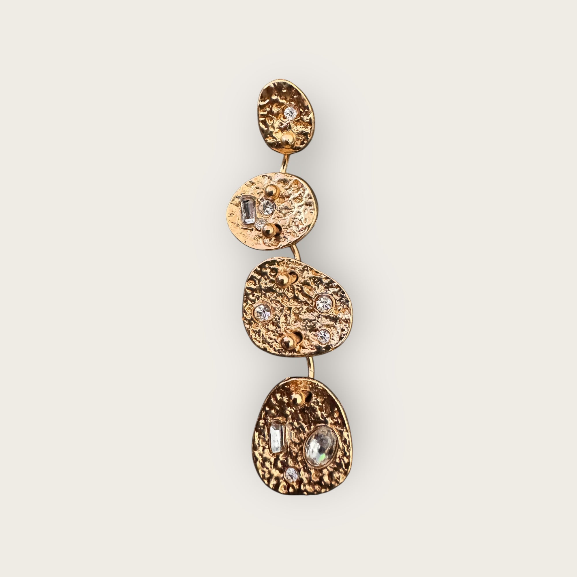 GAS BIJOUX - Boucles d'oreilles ECLIPSE 4 rangs dorées à l'or fin avec strass blancs - NOUVEAU MODÈLE