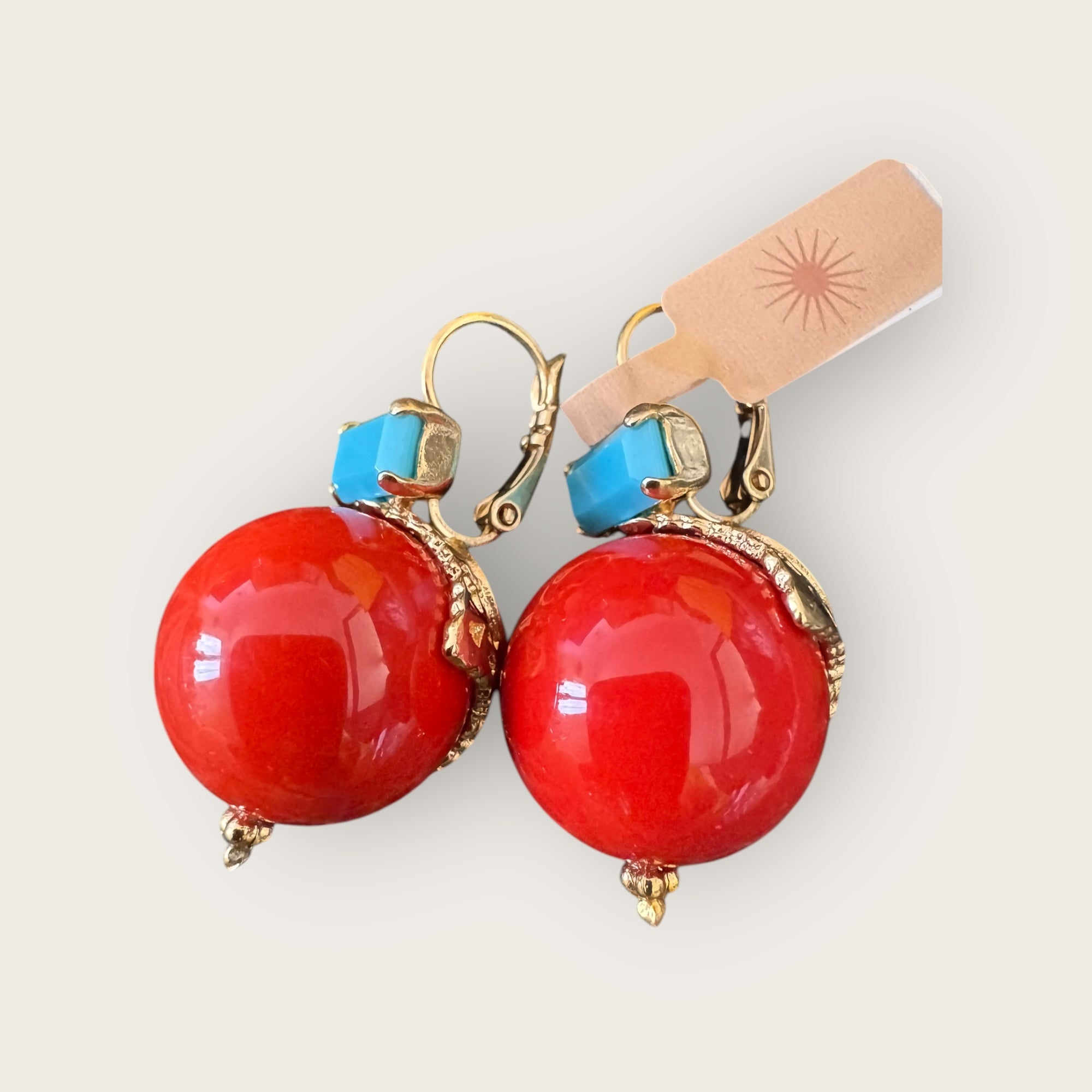 GAS BIJOUX - Boucles d'oreilles DECALCIA dorées à l'or fin - Rouge
