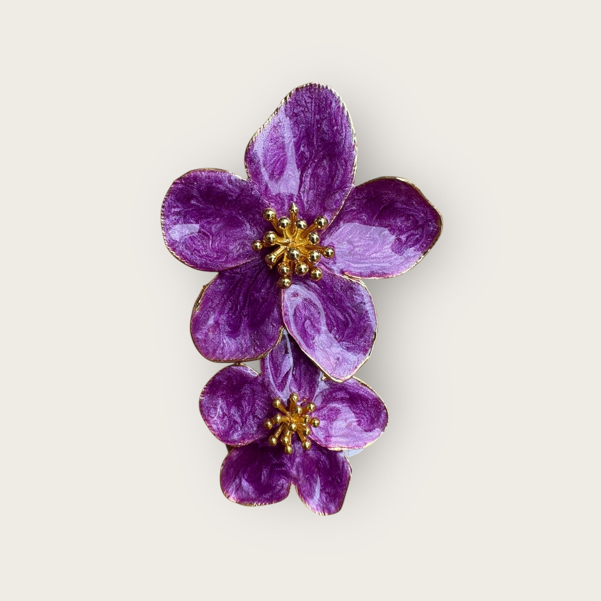 ARGELOUSE - Boucles d'oreilles HIBISCUS - Double violettes
