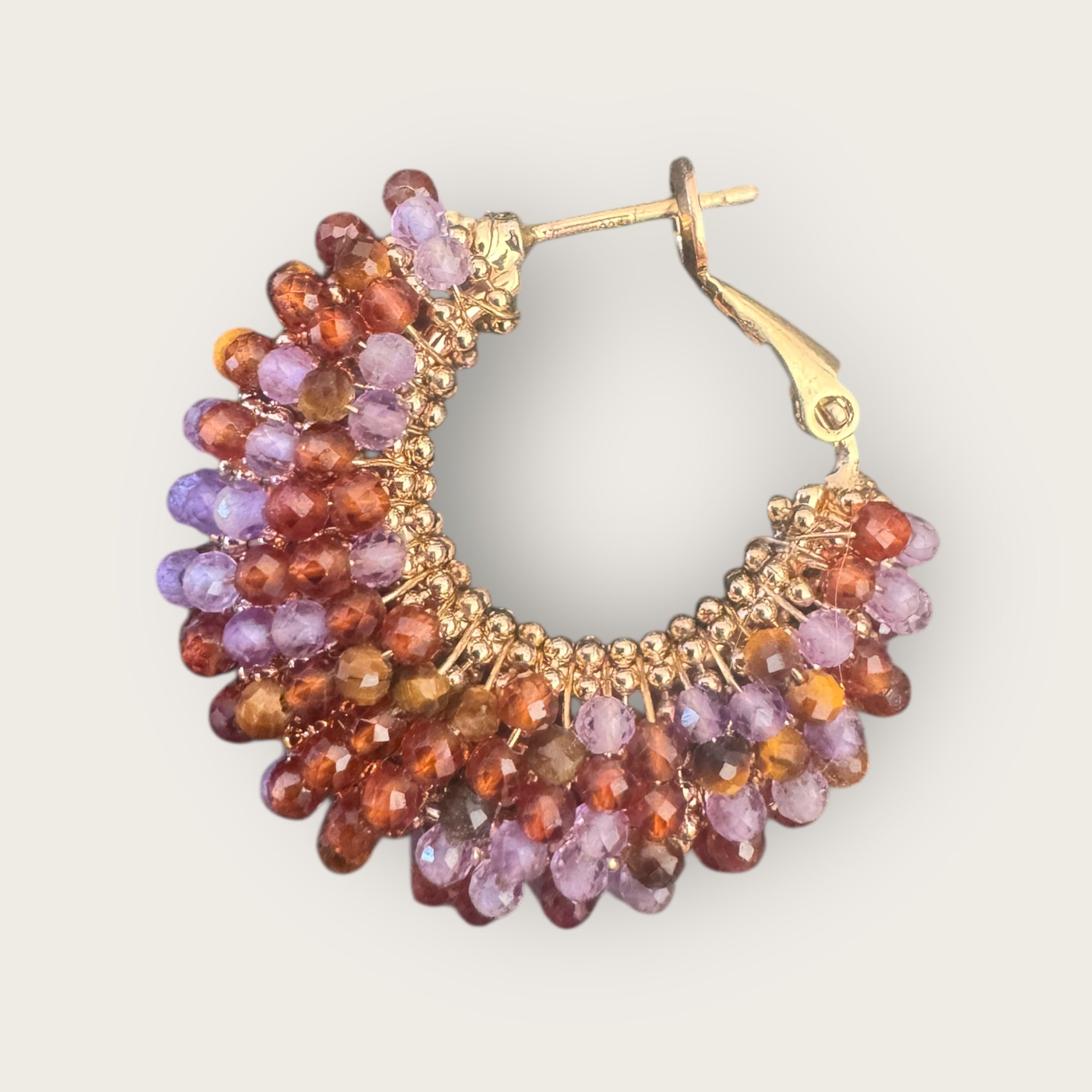 GAS BIJOUX - Boucles d’oreilles IZZIA petit modèle dorées à l’or fin - Mauve et marron
