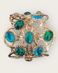 GAS BIJOUX - Manchette OLYMPIE dorée à l'or fin - Cabochons bleus et verts