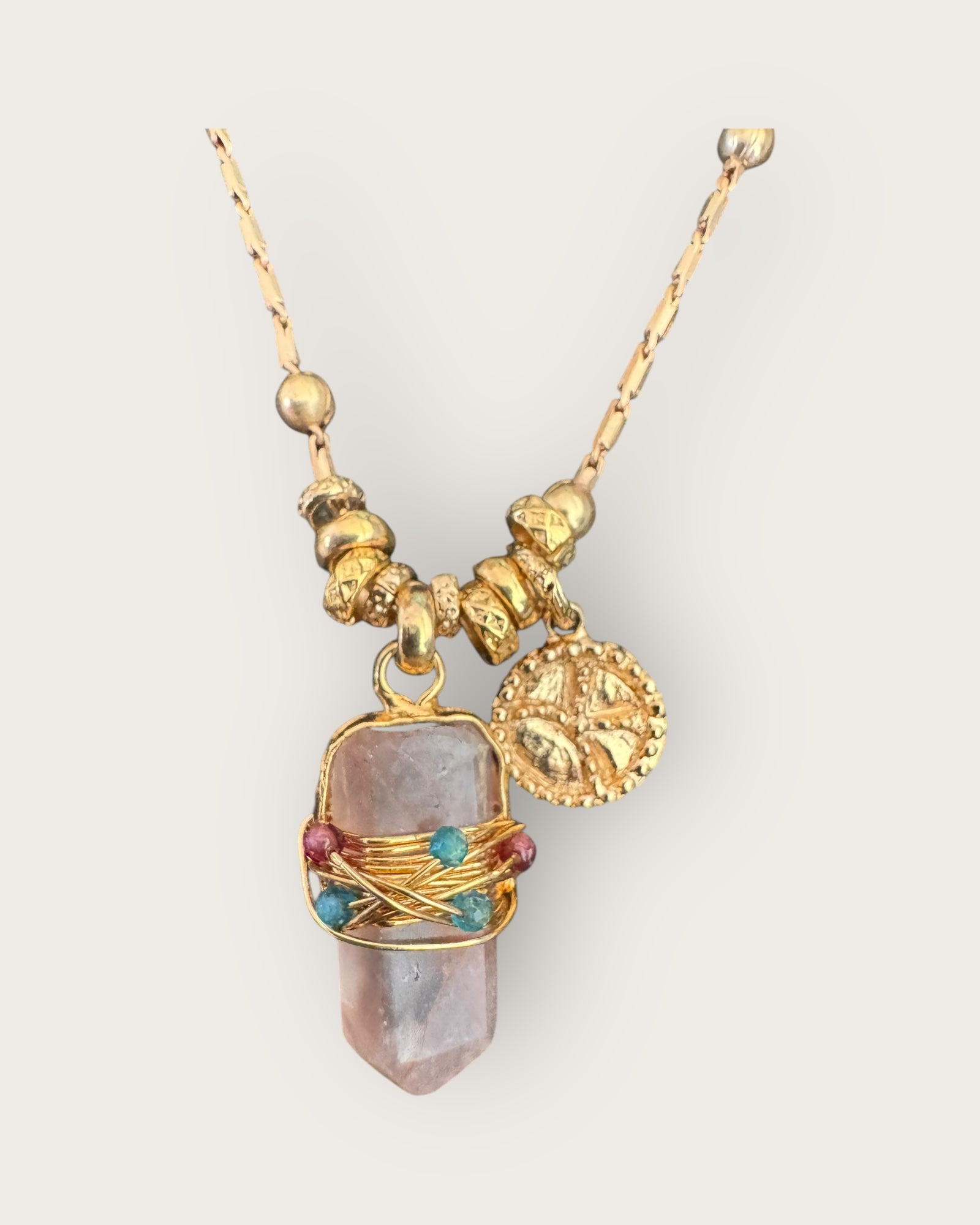 GAS BIJOUX - Collier BELLA VITA doré à l'or fin - Quartz rose