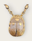 GAS BIJOUX - Collier SERTI SCAPULAIRE doré à l'or fin et scarabée beige