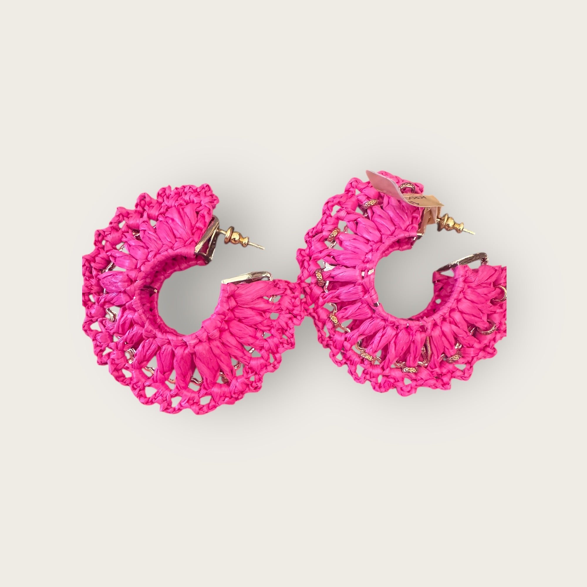 GAS BIJOUX - Boucles d'oreilles Crocus Raphia - Rose