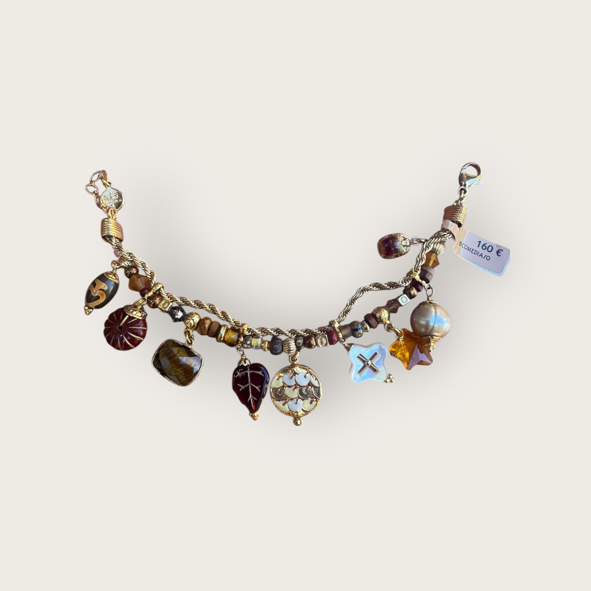 GAS BIJOUX - Bracelet COMEDIA doré à l'or fin - tons de marron