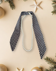 SHOUIA - Collier perles blanches avec foulard noir ou blanc a pois