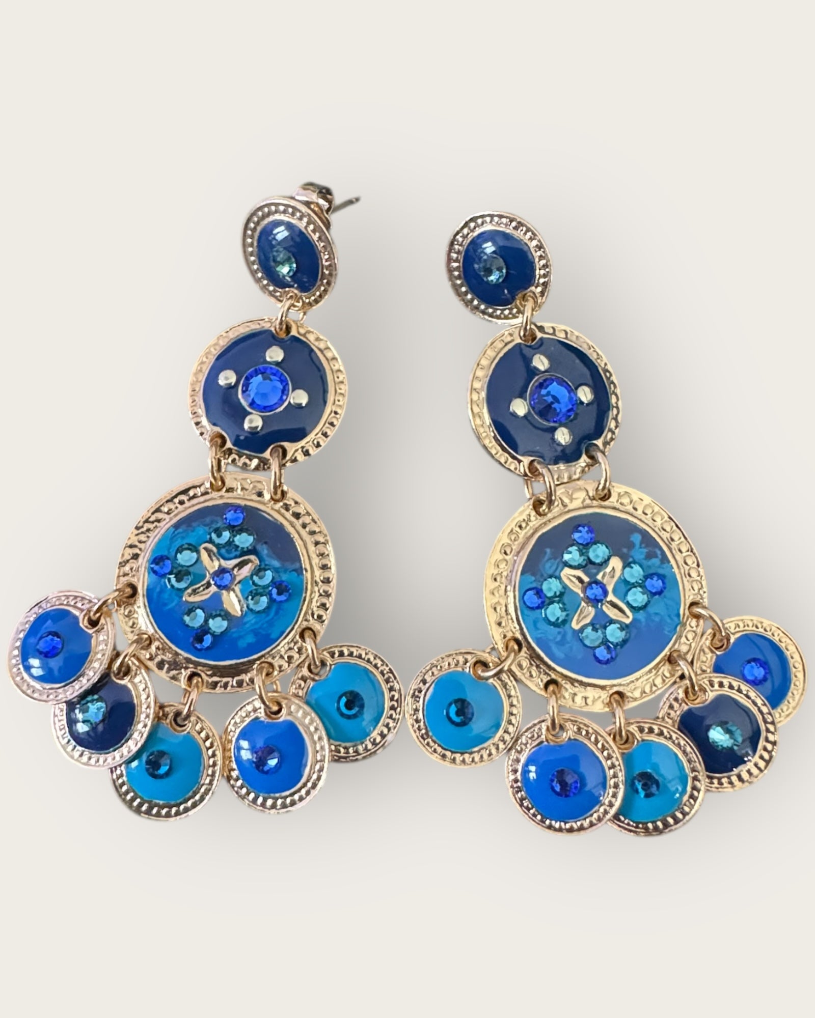 GAS BIJOUX - Boucles d'oreilles SEQUIN 3 rangs dorées à l'or fin