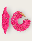 GAS BIJOUX - Boucles d'oreilles Crocus Raphia - Rose