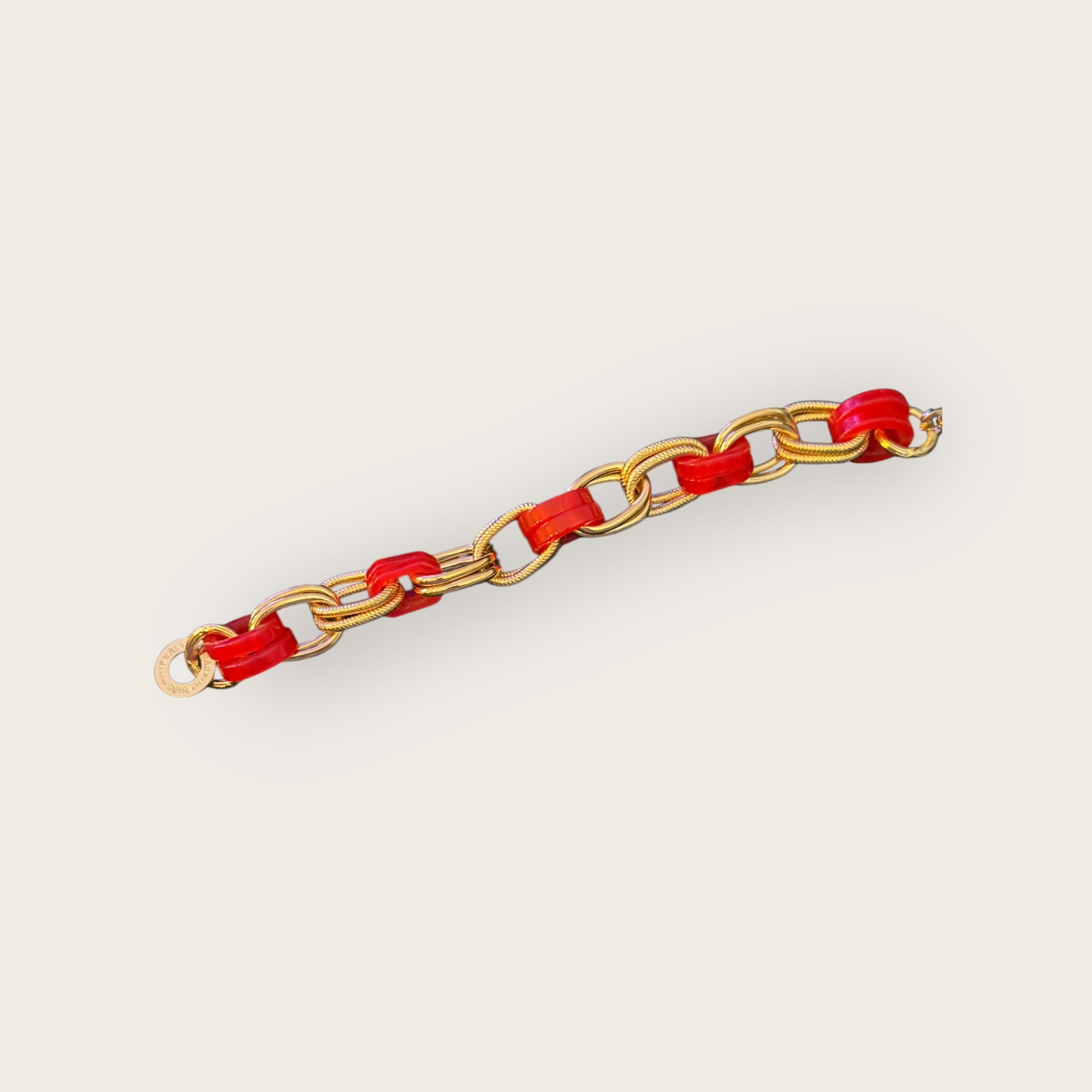 GAS BIJOUX - Bracelet BELL doré à l'or fin - Acetate Corail - NOUVEAU MODÈLE
