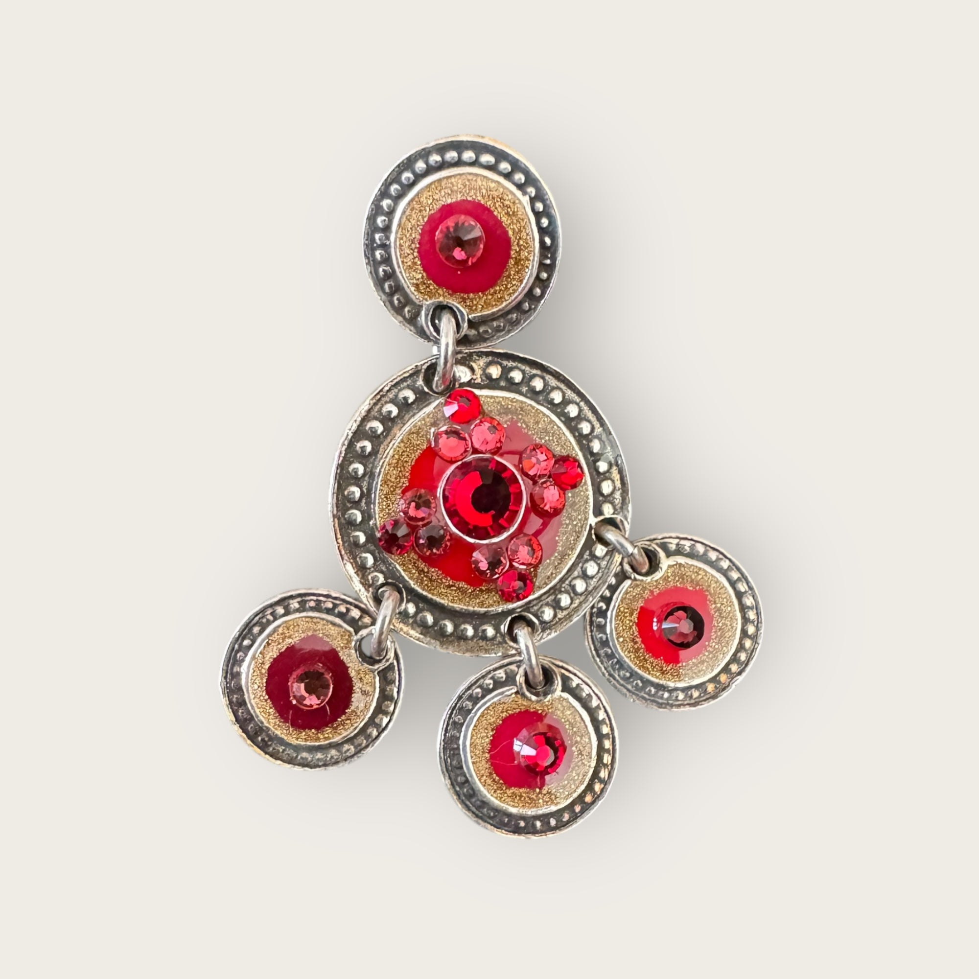 GAS BIJOUX - Boucles d'oreilles SEQUIN double rang base argentée et rouge