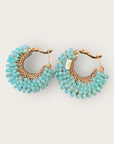 GAS BIJOUX - Boucles d'oreilles créoles IZZIA petit modèle dorées à l'or fin - Vert d'eau