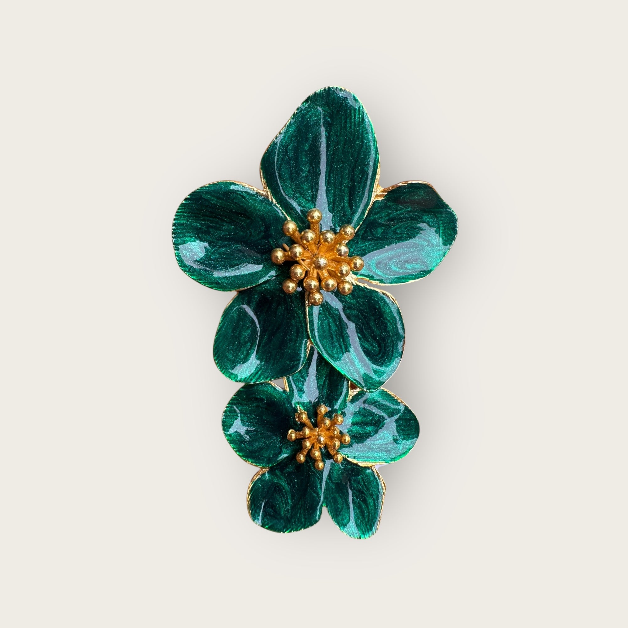 ARGELOUSE - Boucles d'oreilles HIBISCUS - Double vertes