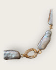 GAS BIJOUX - Collier CAYO doré à l'or fin - NACRE GRISE