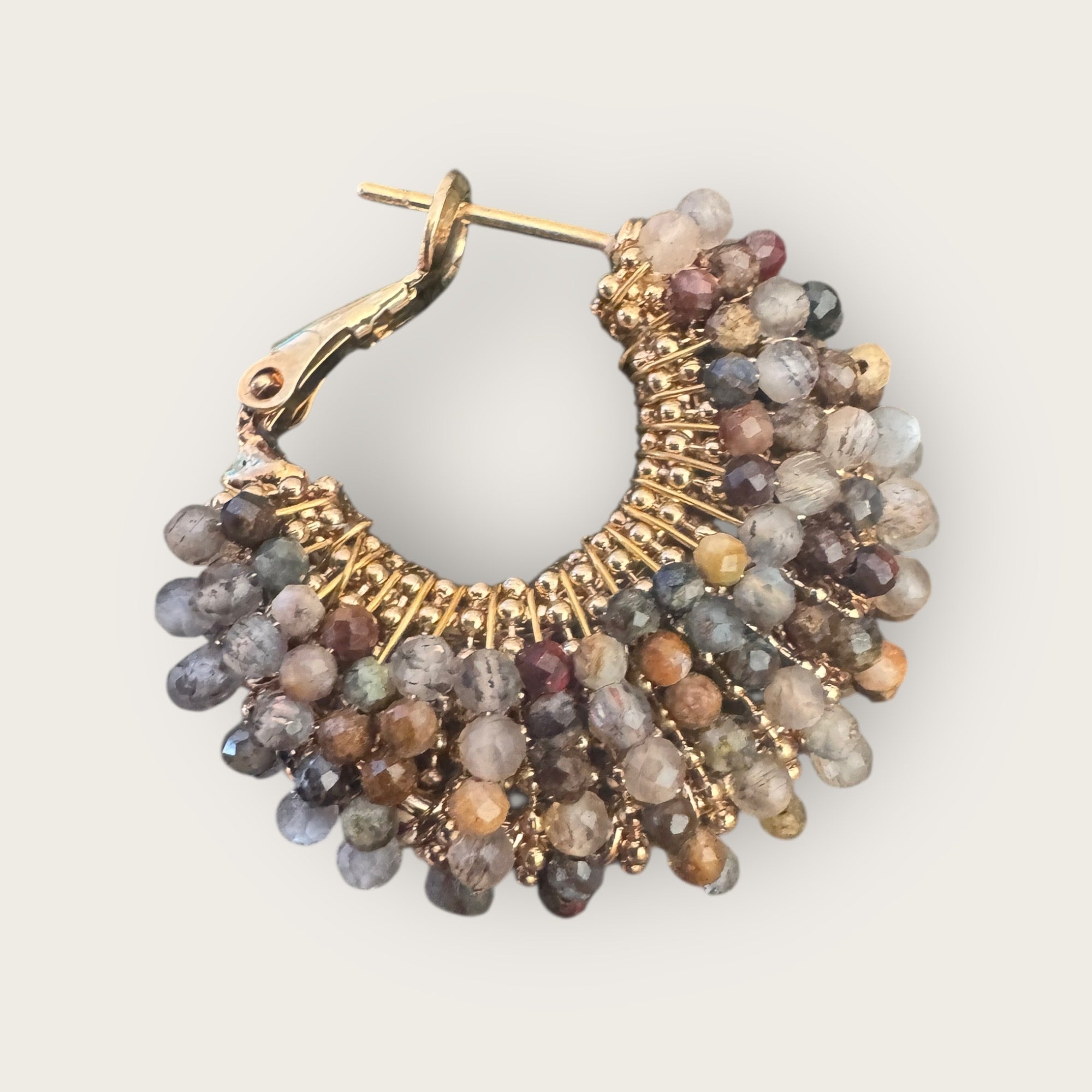 GAS BIJOUX - Boucles d’oreilles IZZIA petit modèle dorées - Mix de gris et marron