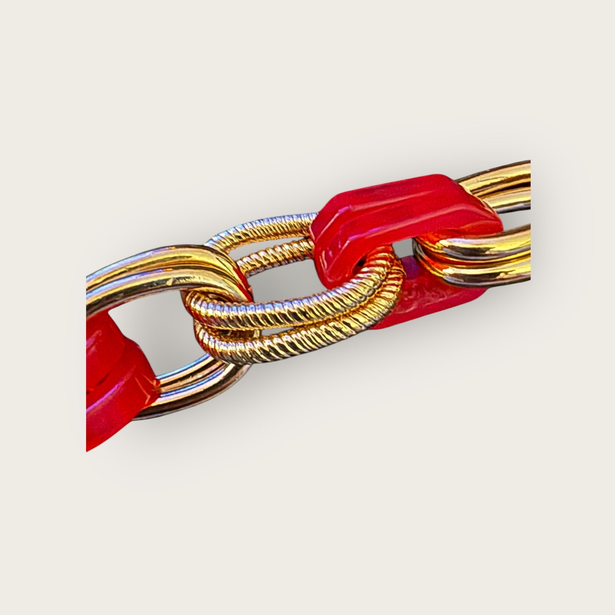 GAS BIJOUX - Bracelet BELL doré à l'or fin - Acetate Corail - NOUVEAU MODÈLE