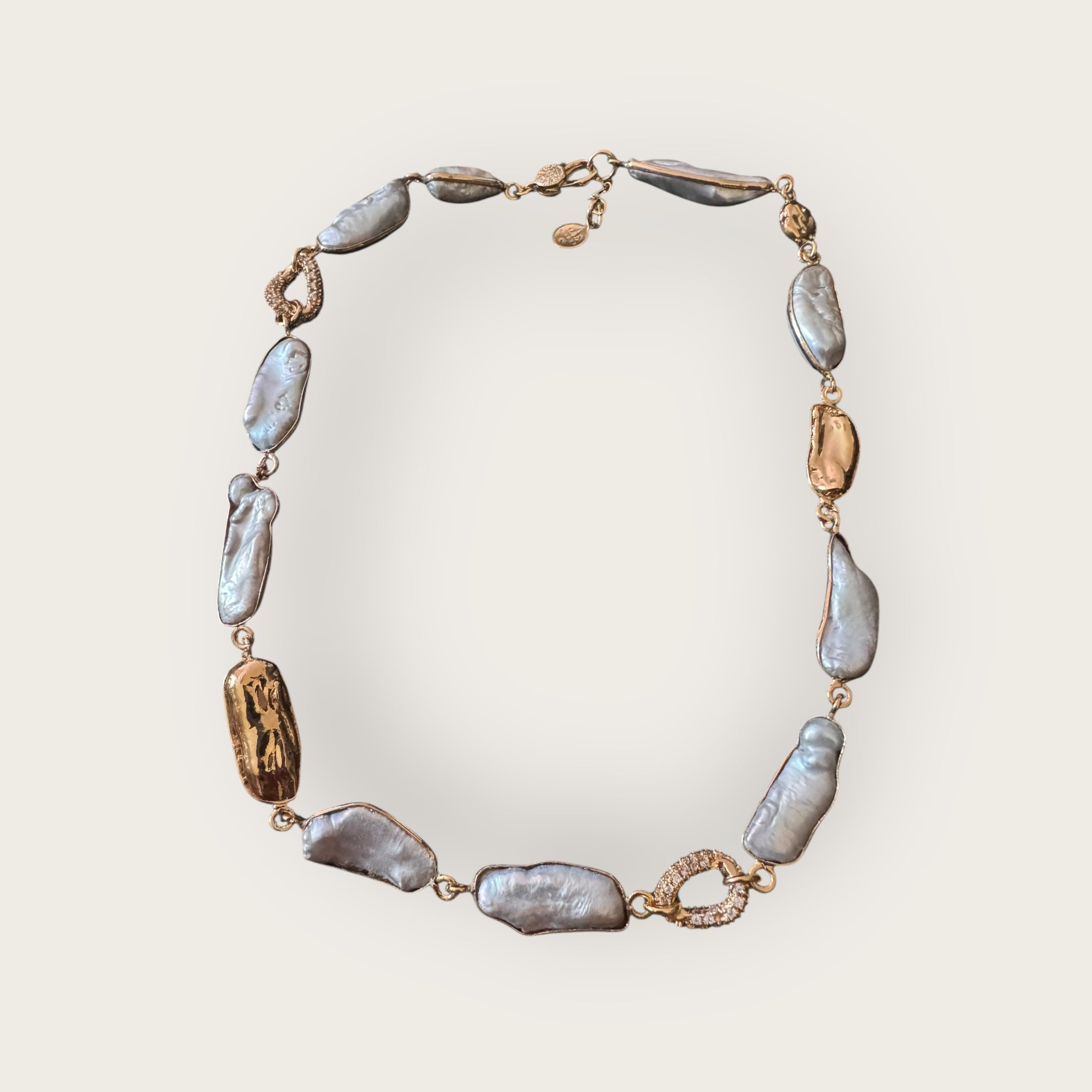 GAS BIJOUX - Collier CAYO doré à l'or fin - NACRE GRISE