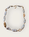GAS BIJOUX - Collier CAYO doré à l'or fin - NACRE GRISE