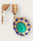 GAS BIJOUX - Boucles d'oreilles TAO SPLASH dorées à l'or fin - Malachite et cristaux marine