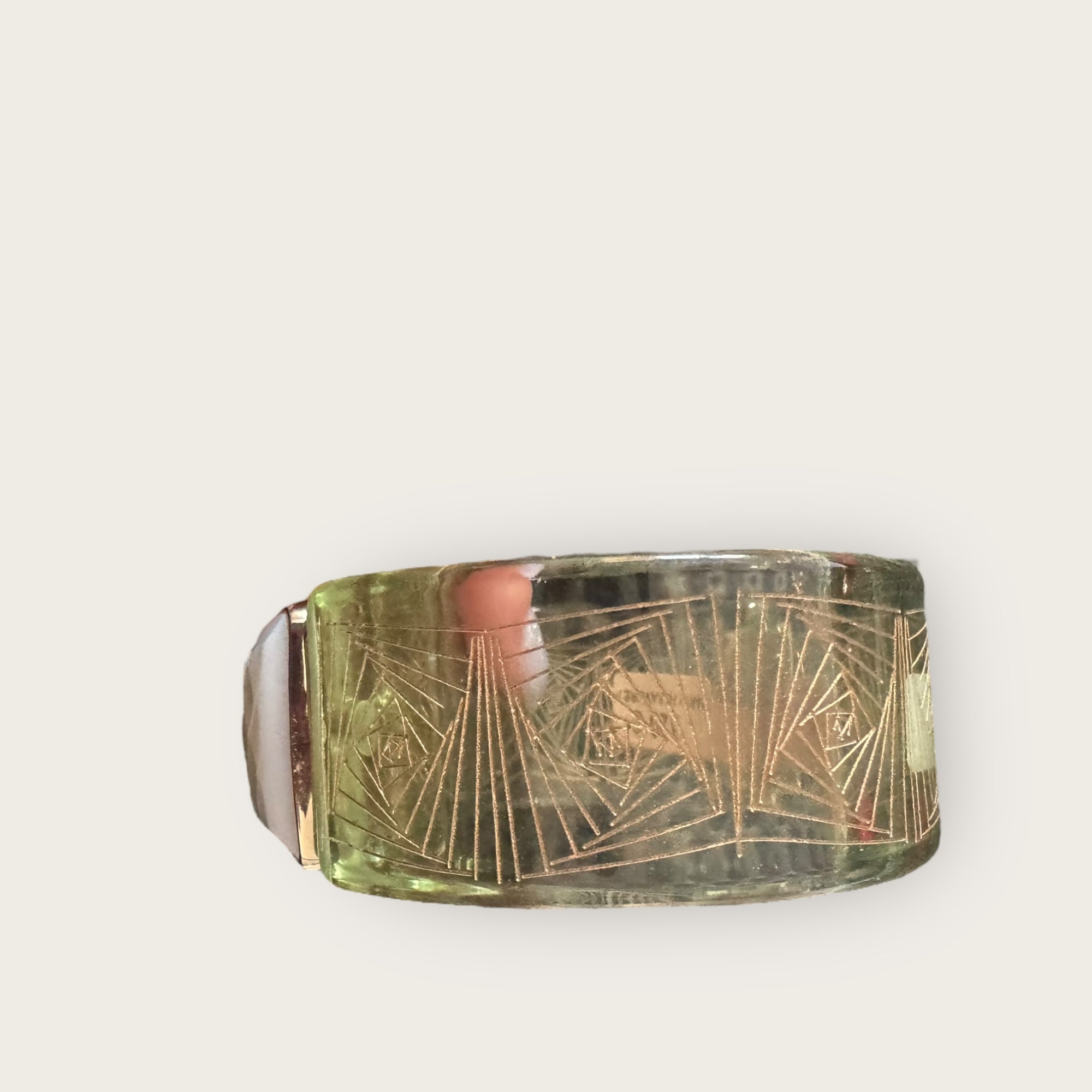 GAS BIJOUX - Bracelet ARTY acetate vert translucide - Nacre blanche - Doré à l'or fin