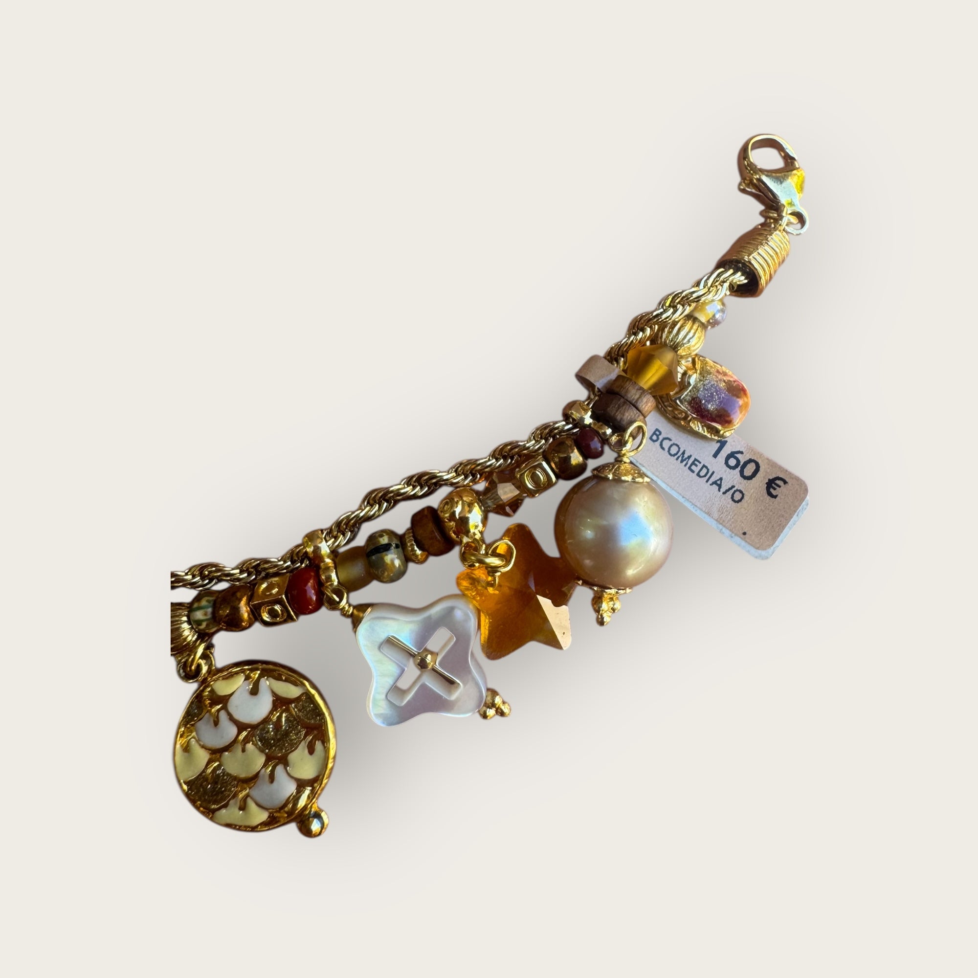 GAS BIJOUX - Bracelet COMEDIA doré à l'or fin - tons de marron