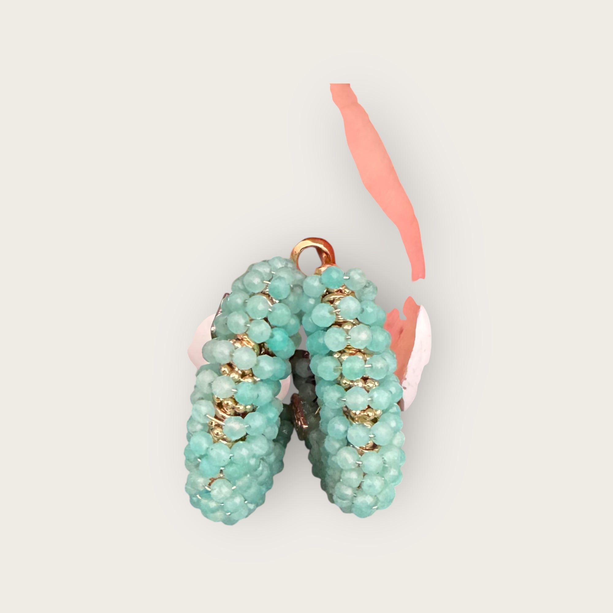 GAS BIJOUX - Boucles d'oreilles créoles IZZIA petit modèle dorées à l'or fin - Vert d'eau