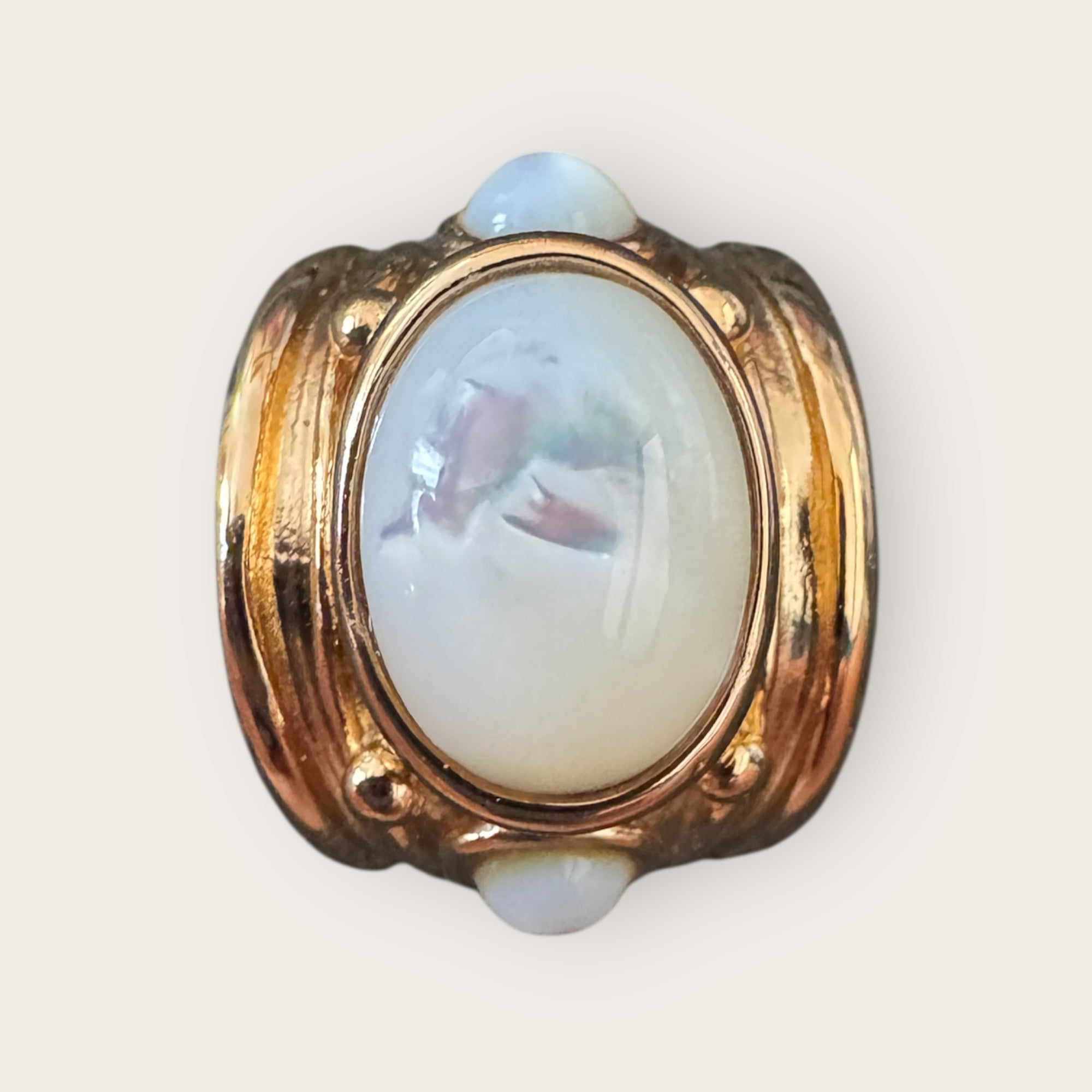 GAS BIJOUX - Bague SIMONE dorée à l'or fin - Nacre blanche et taille L