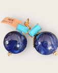 GAS BIJOUX - Boucles d'oreilles DECALCIA dorée à l'or fin - Bleu marine et cristaux turquoise