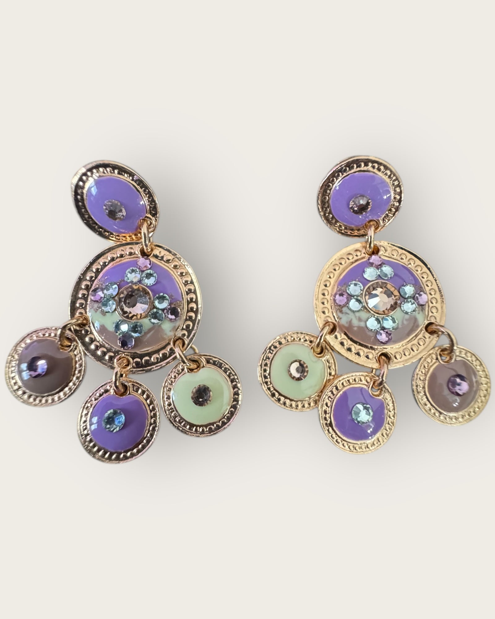 GAS BIJOUX - Boucles d'oreilles SEQUIN deux rangs dorées à l'or fin