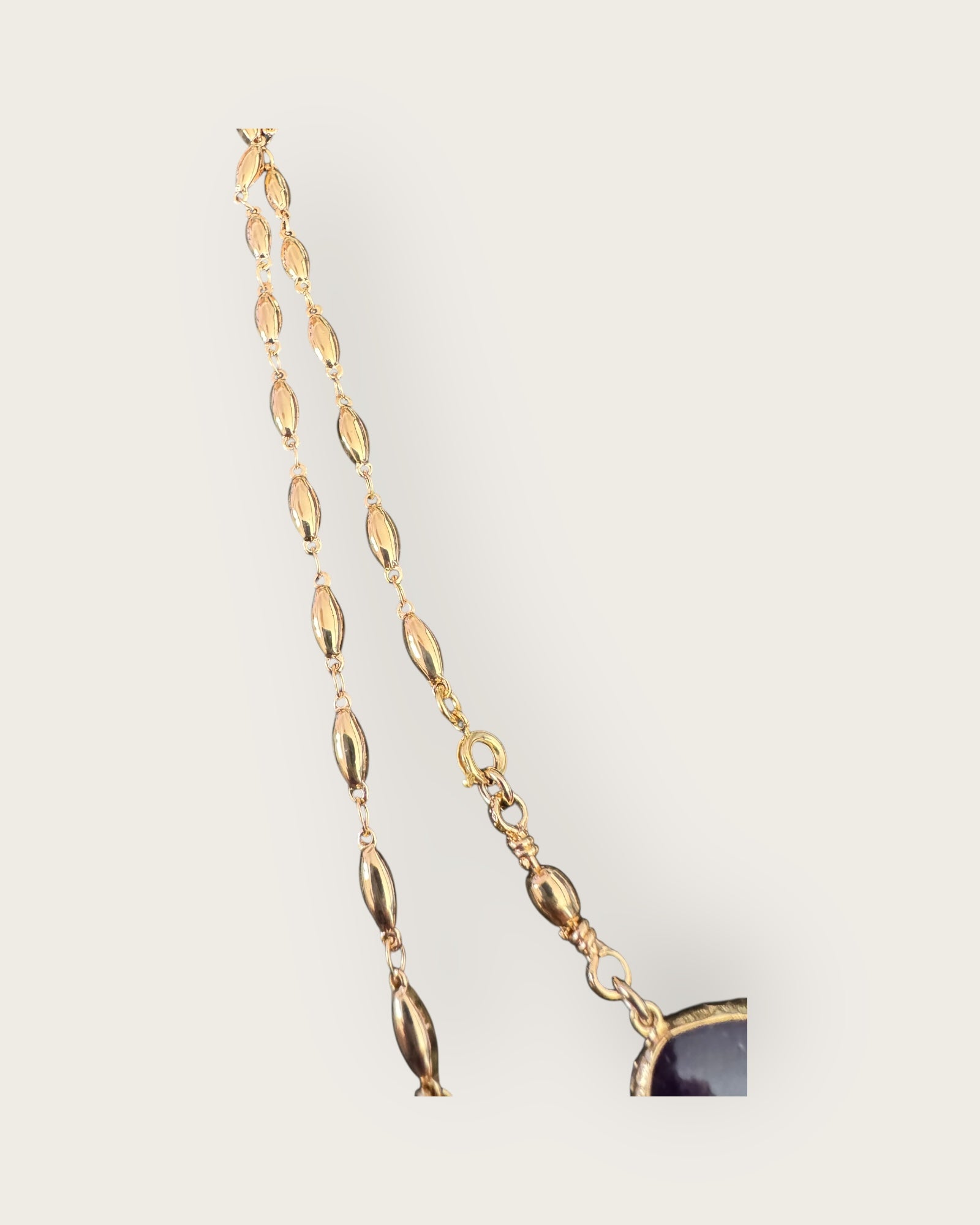 GAS BIJOUX - Collier scapulaire doré à l'or fin - Pièce RARE - Quartz rose et améthyste