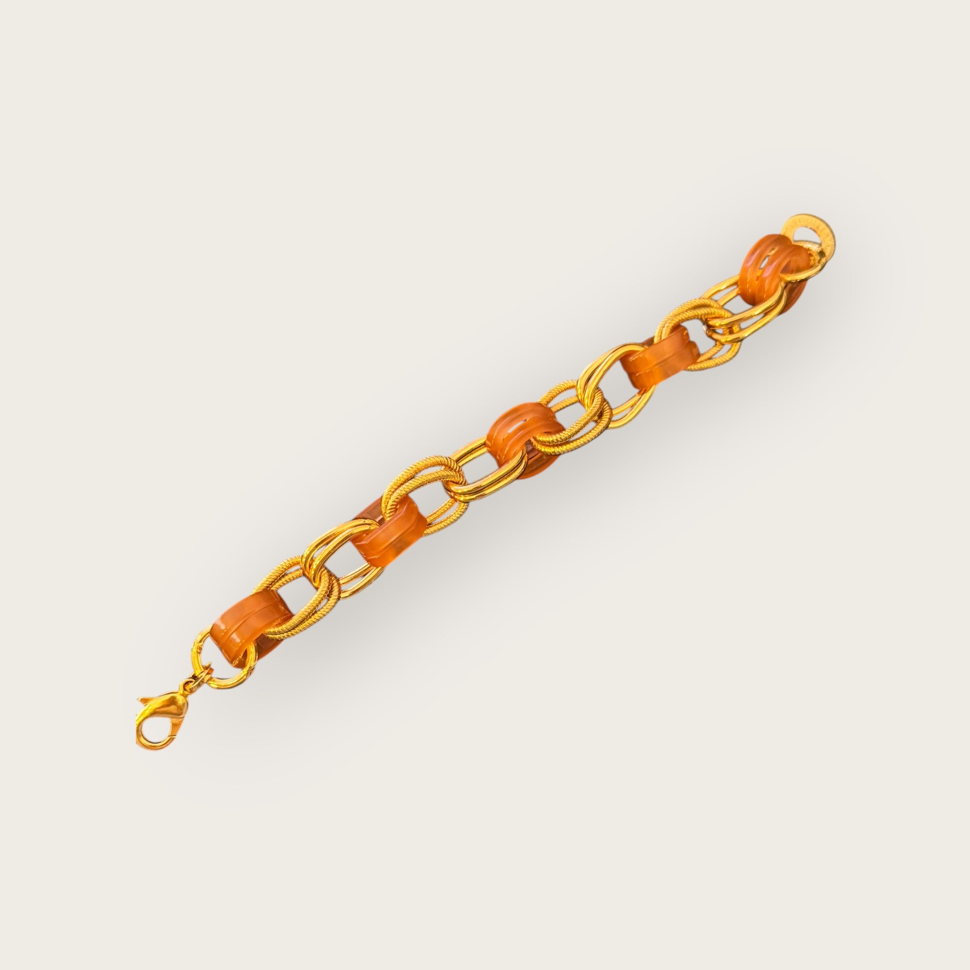 GAS BIJOUX - Bracelet BELL doré à l'or fin - Acétate caramel - NOUVEAU MODELE
