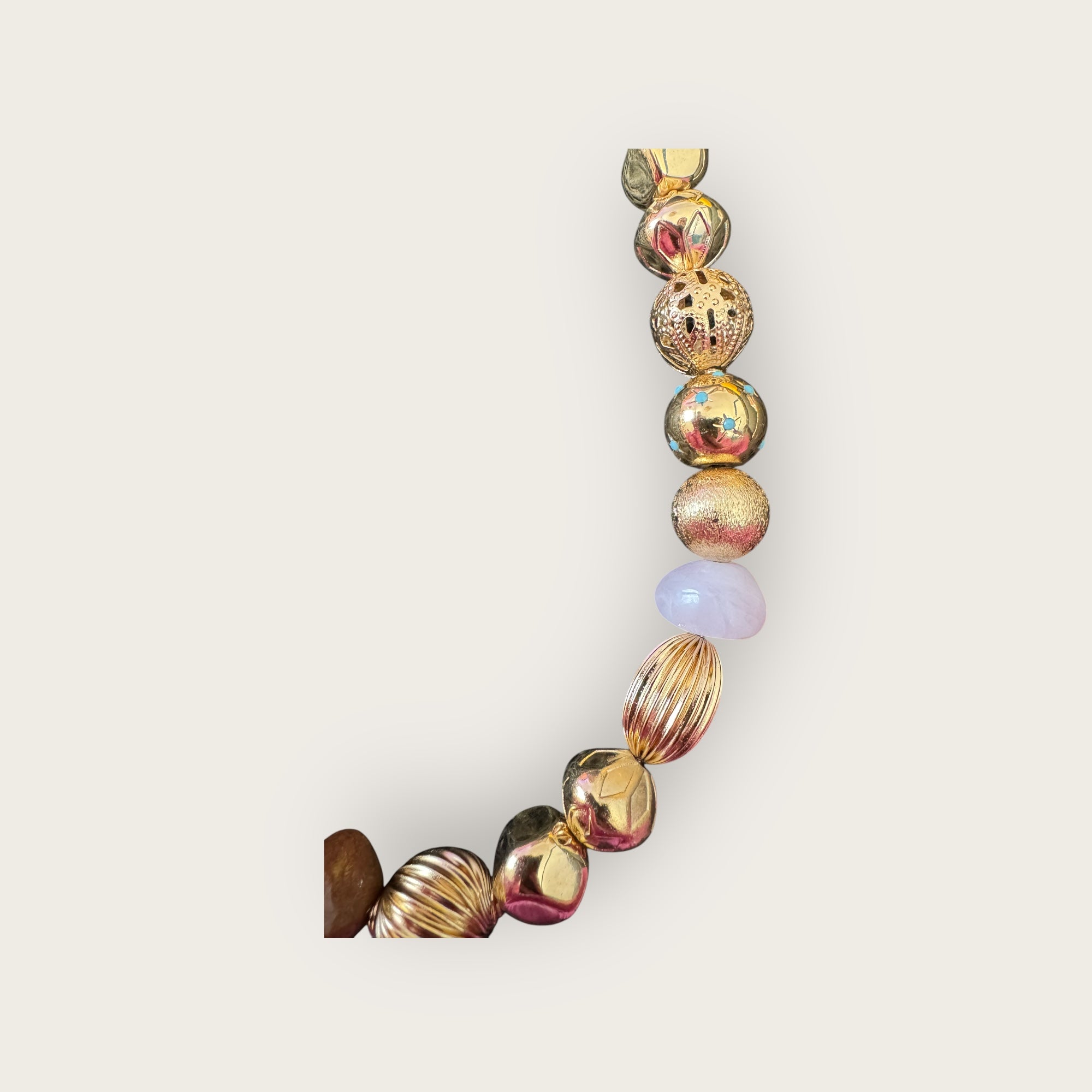 GAS BIJOUX -Collier PALAZZO doré à l’or fin - Quartz rose et améthyste