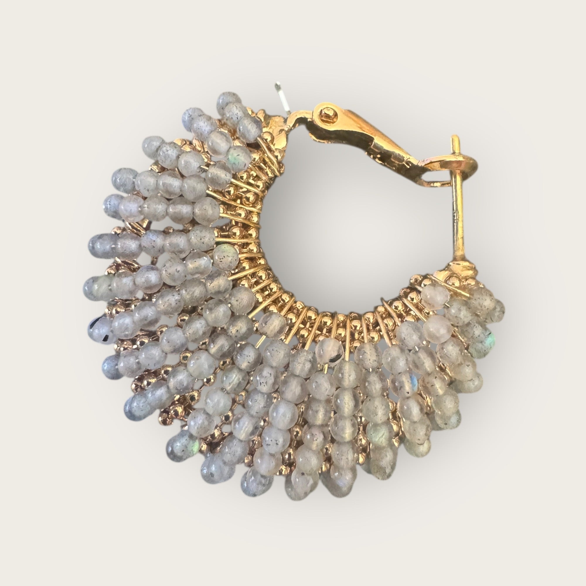GAS BIJOUX - Boucles d’oreilles IZZIA petit modèle dorées - Gris clair
