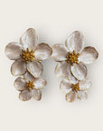 ARGELOUSE - Boucles d'oreilles HIBISCUS - Double beiges nacrées