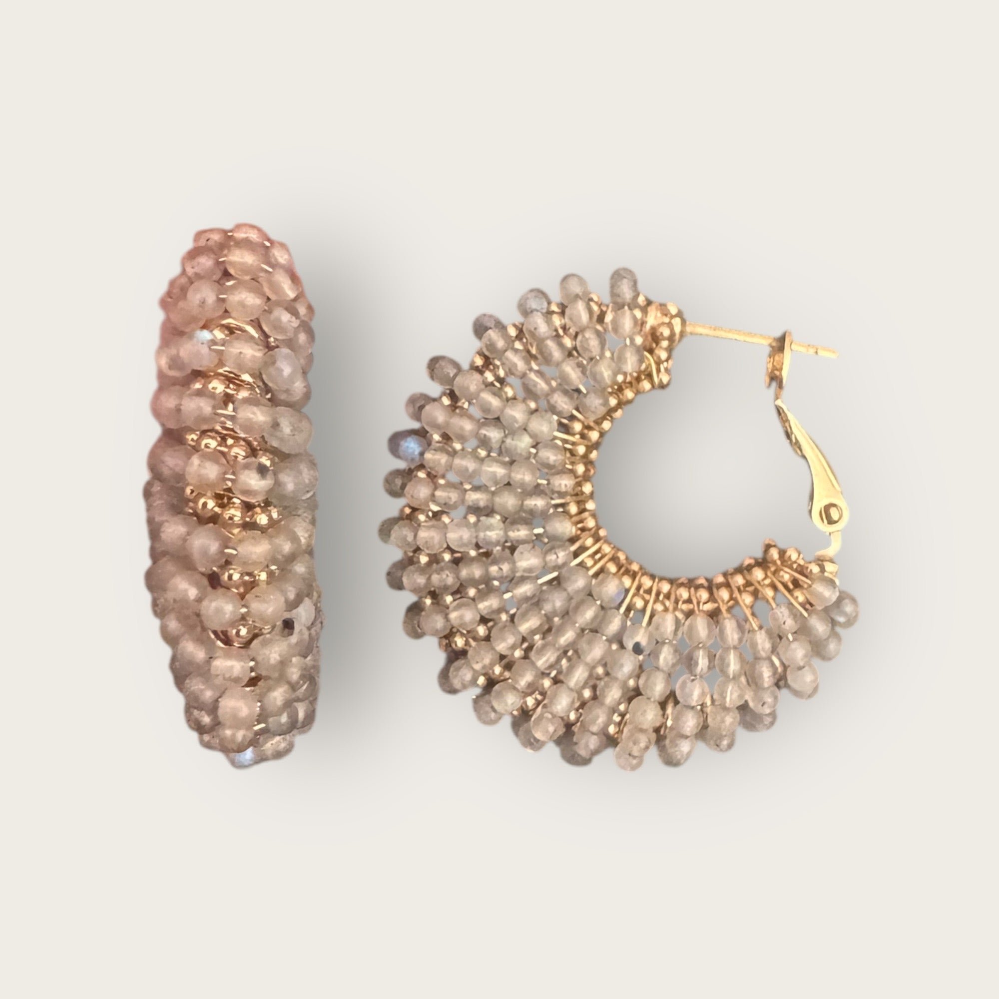 GAS BIJOUX - Boucles d’oreilles IZZIA petit modèle dorées - Gris clair