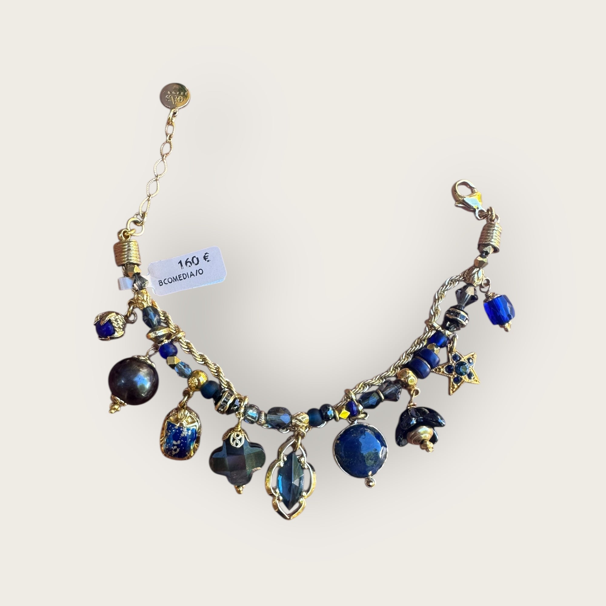 GAS BIJOUX - Bracelet COMEDIA doré à l'or fin - Tons de bleu marine