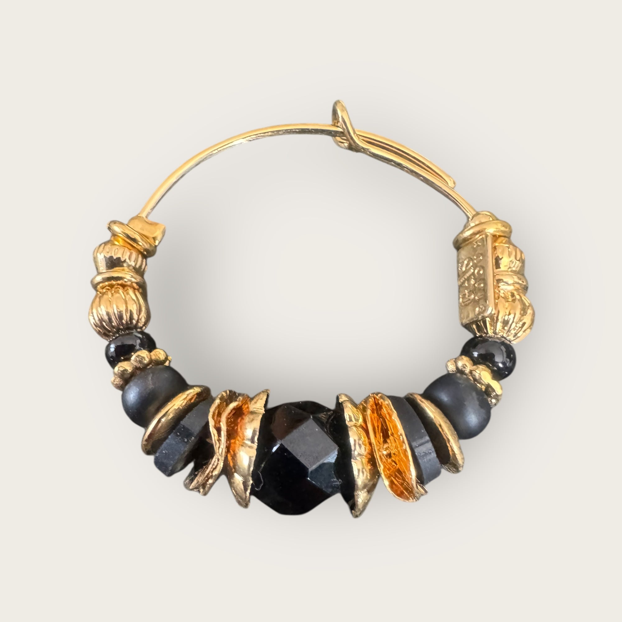 GAS BIJOUX - Boucles d'oreilles créoles ALOHA mini dorées à l'or fin - Noires