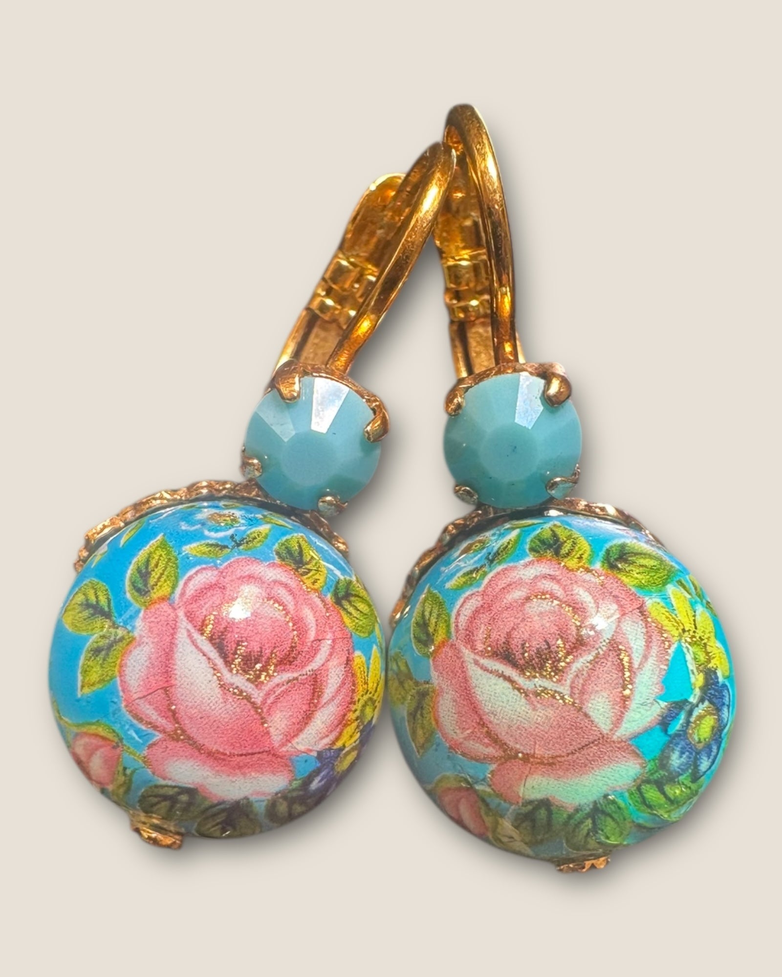 GAS BIJOUX - Boucles d’oreilles MINI DECALCO dorées à l’or fin - Turquoise