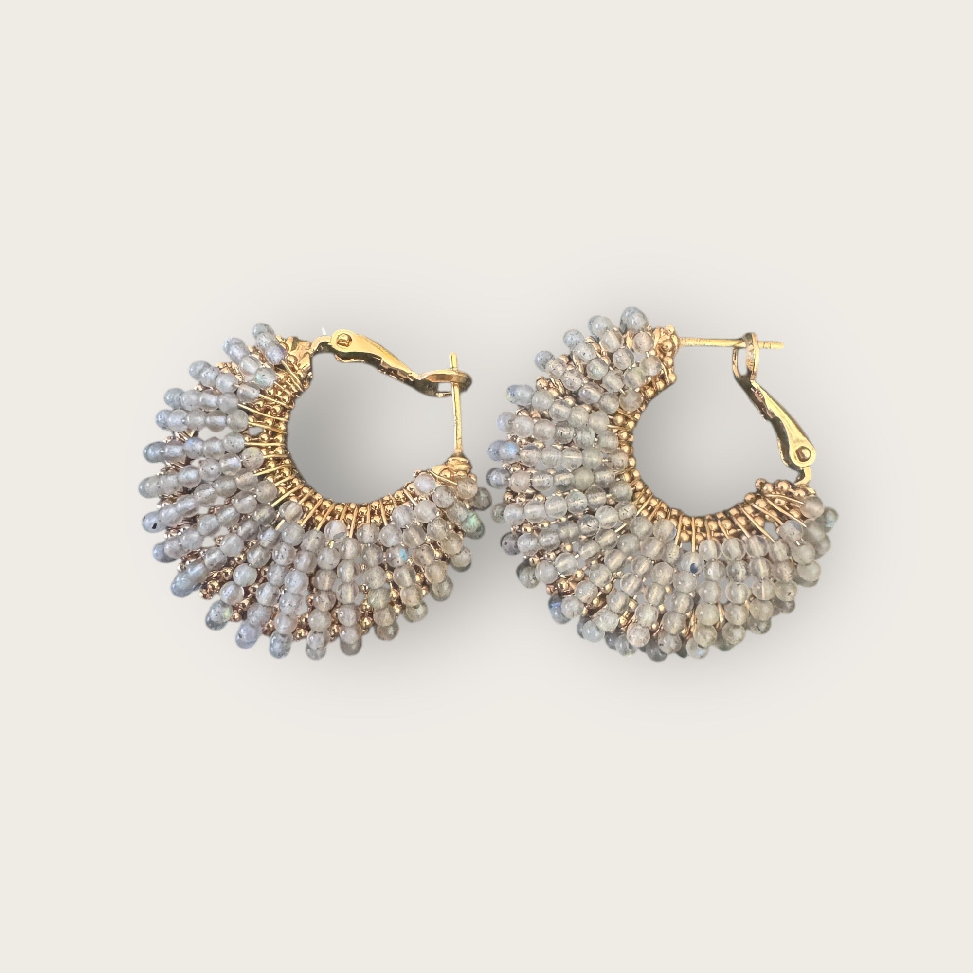 GAS BIJOUX - Boucles d’oreilles IZZIA petit modèle dorées - Gris clair