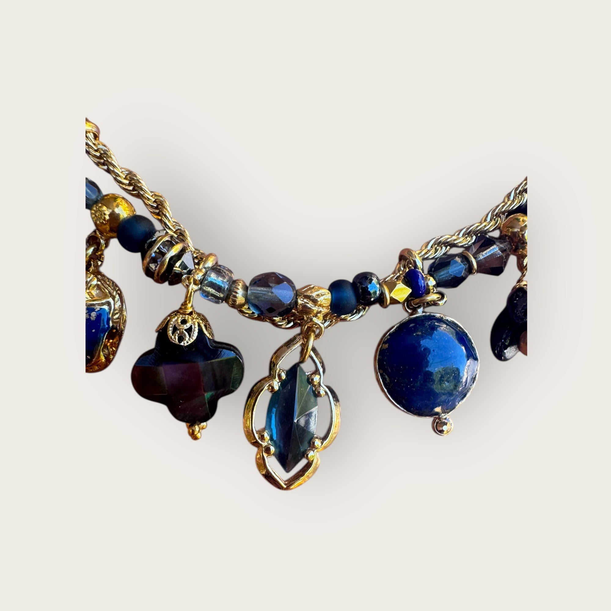 GAS BIJOUX - Bracelet COMEDIA doré à l'or fin - Tons de bleu marine