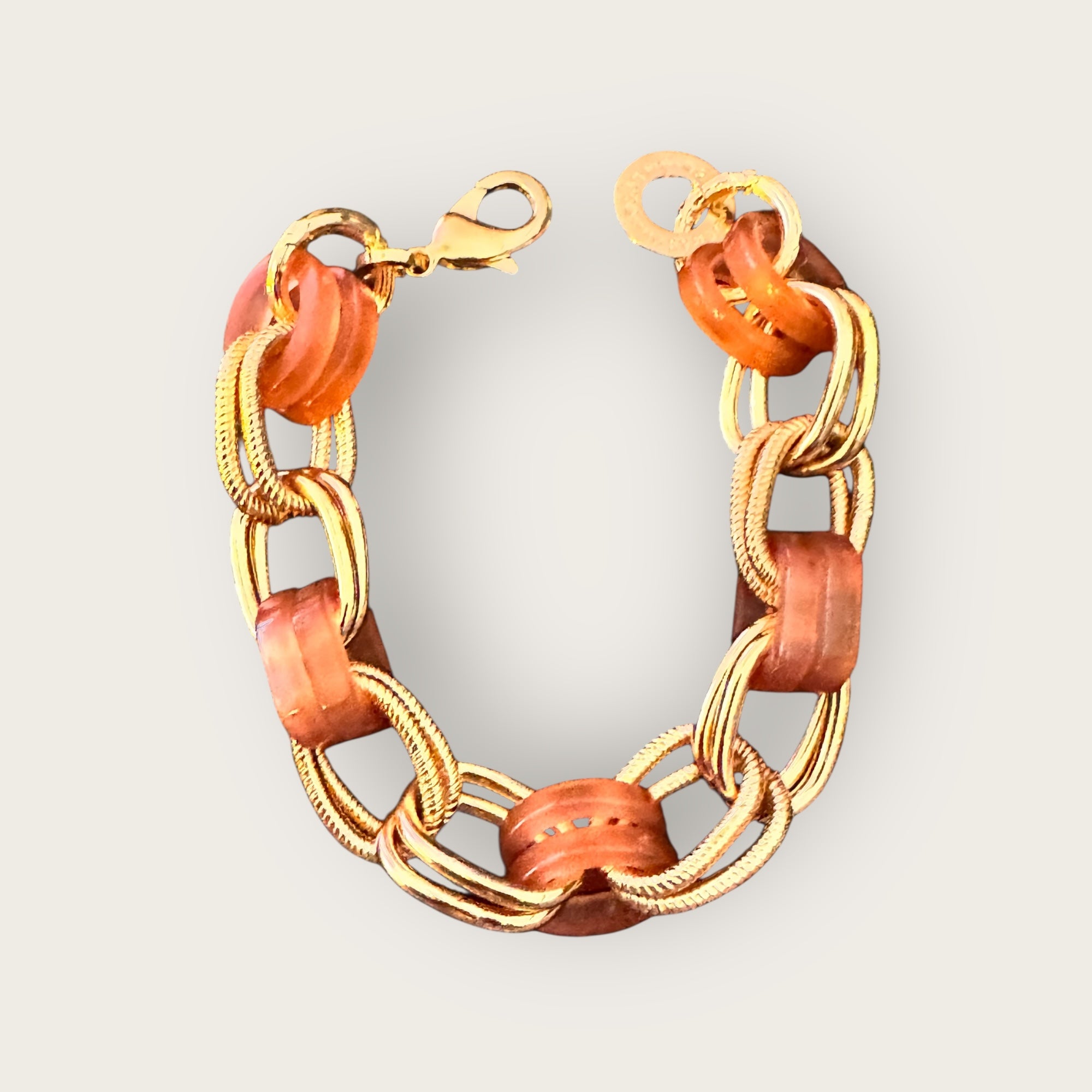 GAS BIJOUX - Bracelet BELL doré à l'or fin - Acétate caramel - NOUVEAU MODELE