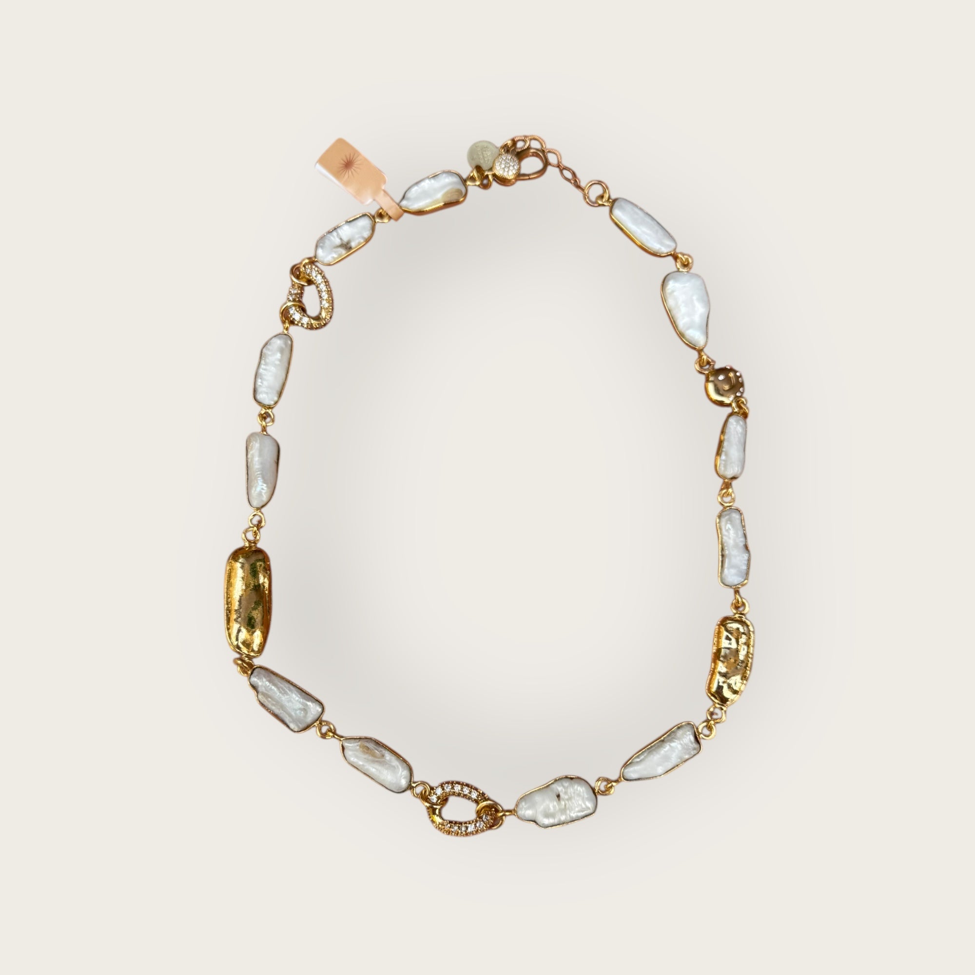 GAS BIJOUX - Collier CAYO doré à l'or fin et nacre blanche