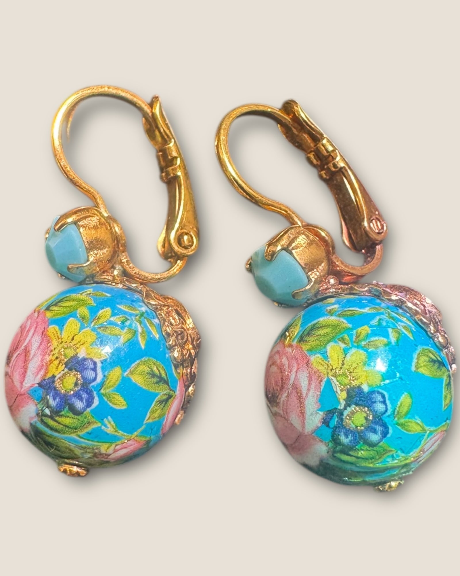 GAS BIJOUX - Boucles d’oreilles MINI DECALCO dorées à l’or fin - Turquoise