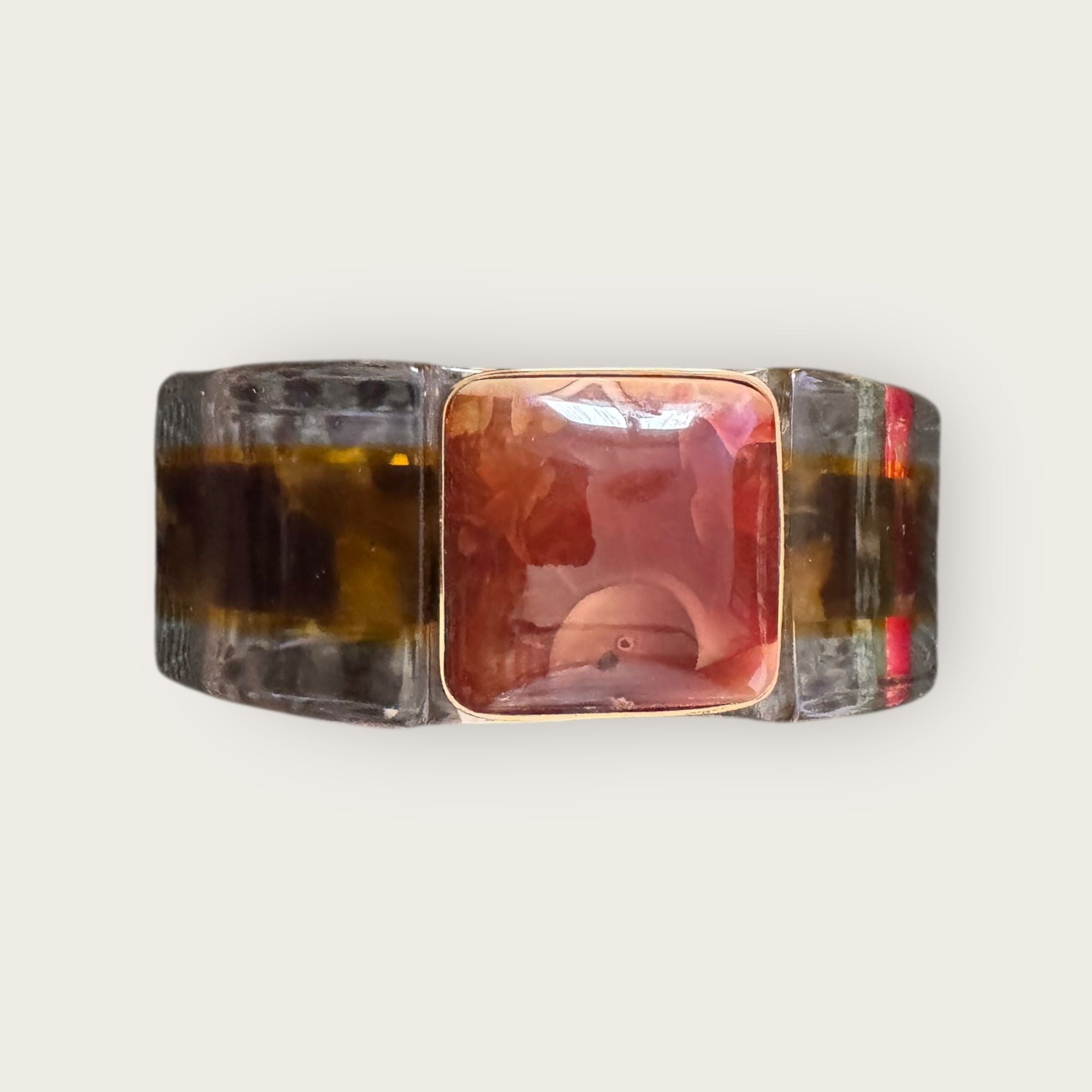 GAS BIJOUX - Bracelet ARTY acétate translucide gris - Cornaline - Doré à l'or fin