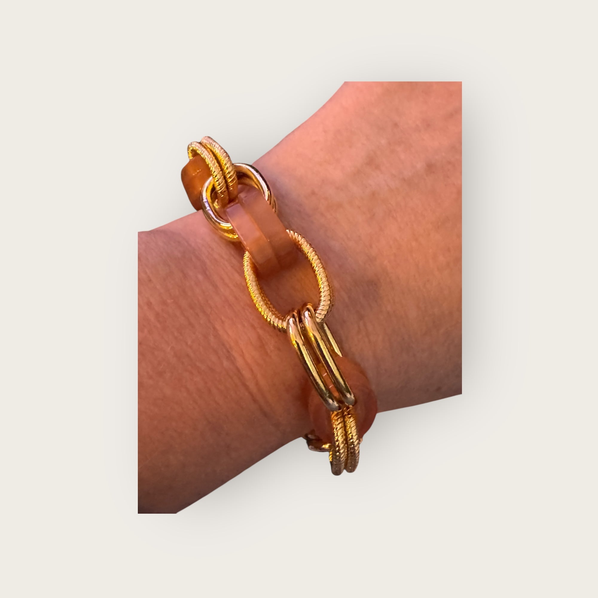 GAS BIJOUX - Bracelet BELL doré à l'or fin - Acétate caramel - NOUVEAU MODELE