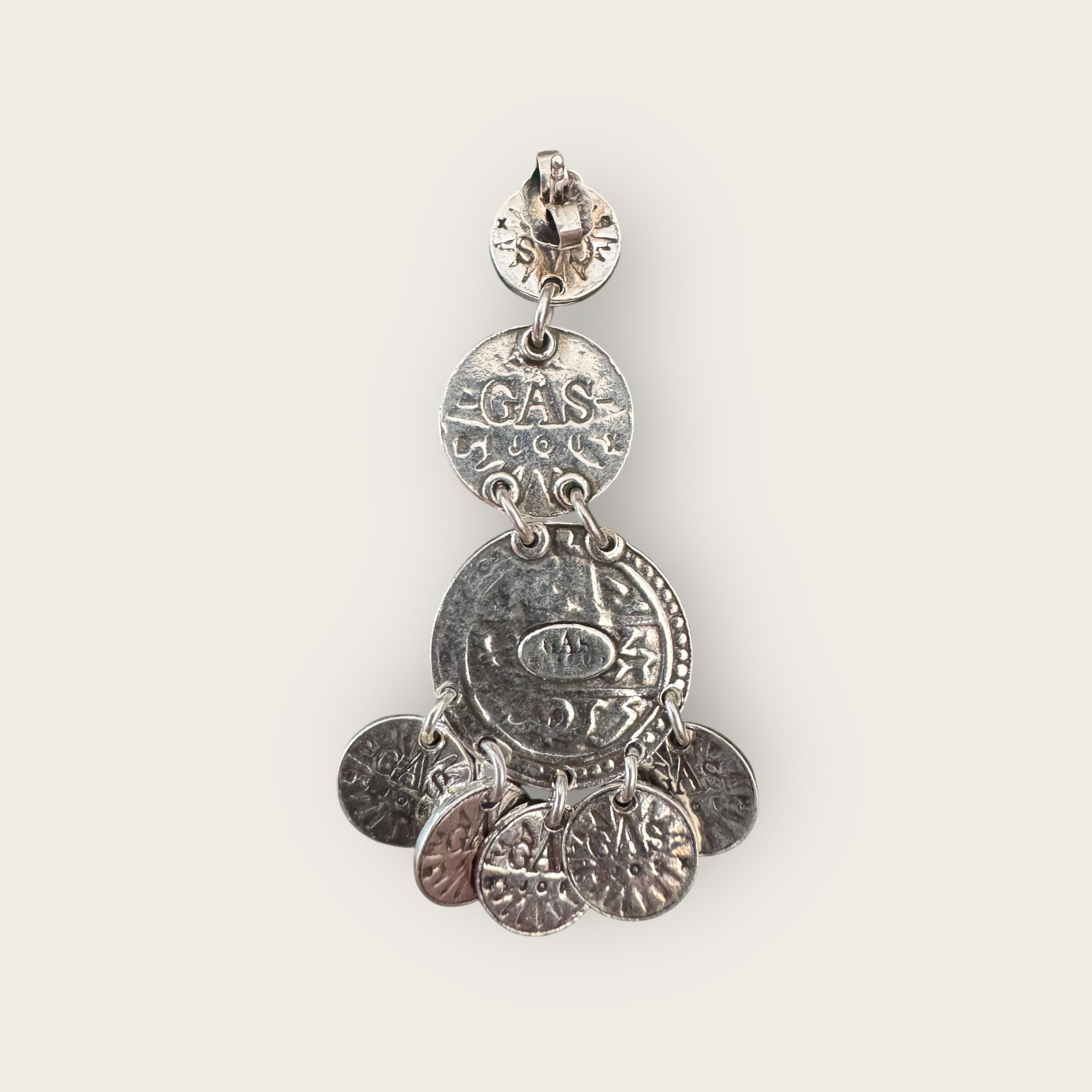 GAS BIJOUX - Boucles d'oreilles SEQUIN trois rang argentées à l'or fin - Orange et rose