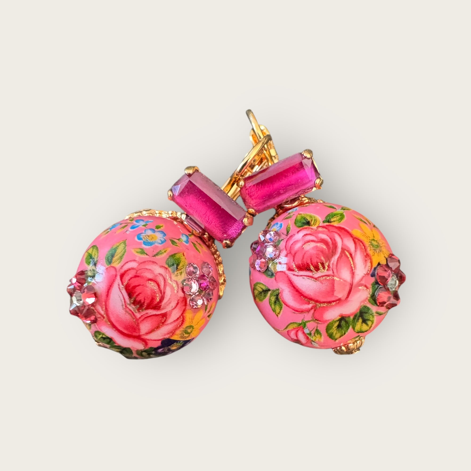 GAS BIJOUX - Boucles d'oreilles DECALCO dorées à l'or fin - FUSCHIA