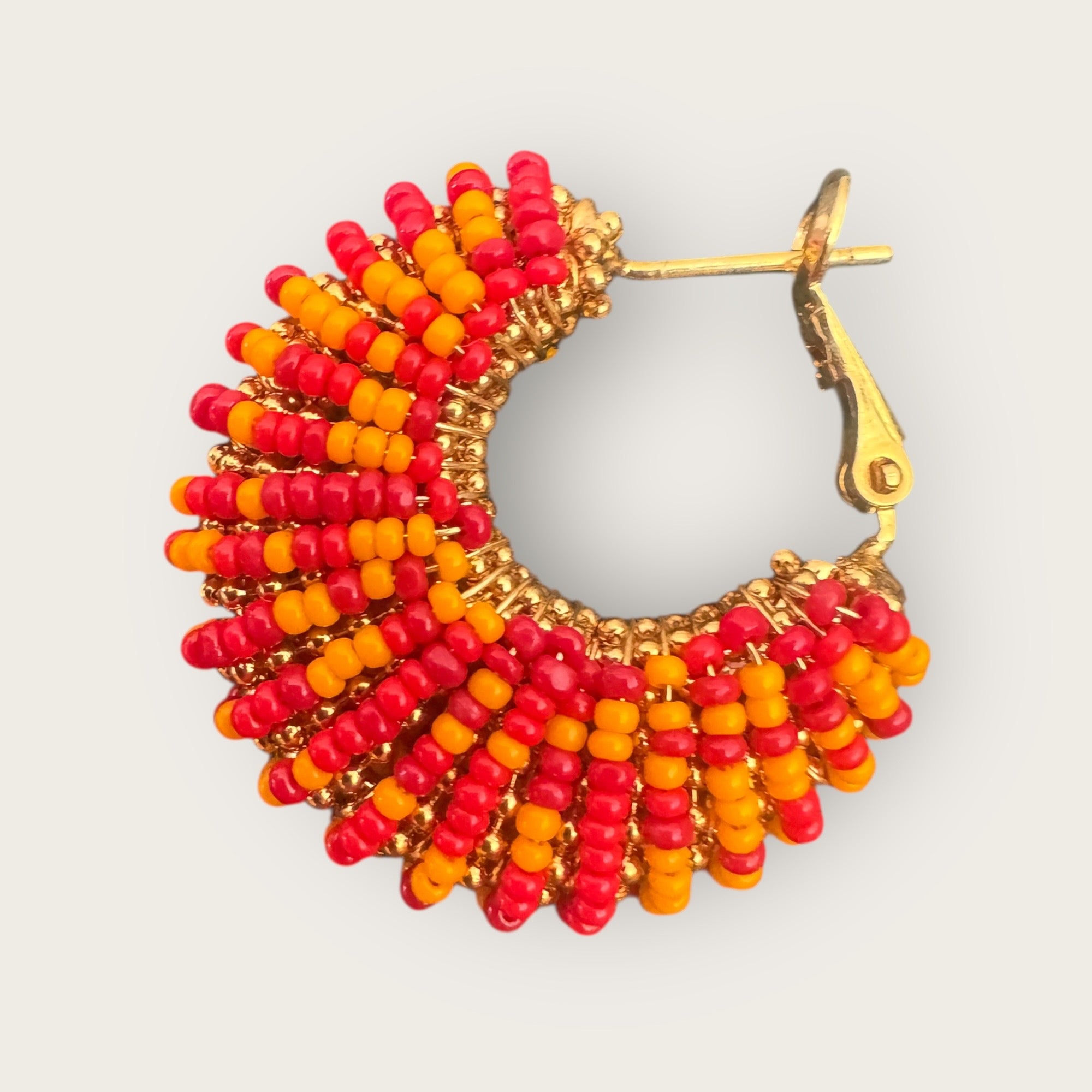 GAS BIJOUX - Boucles d’oreilles IZZIA petit modèle dorées à l’or fin - Rouge et orange