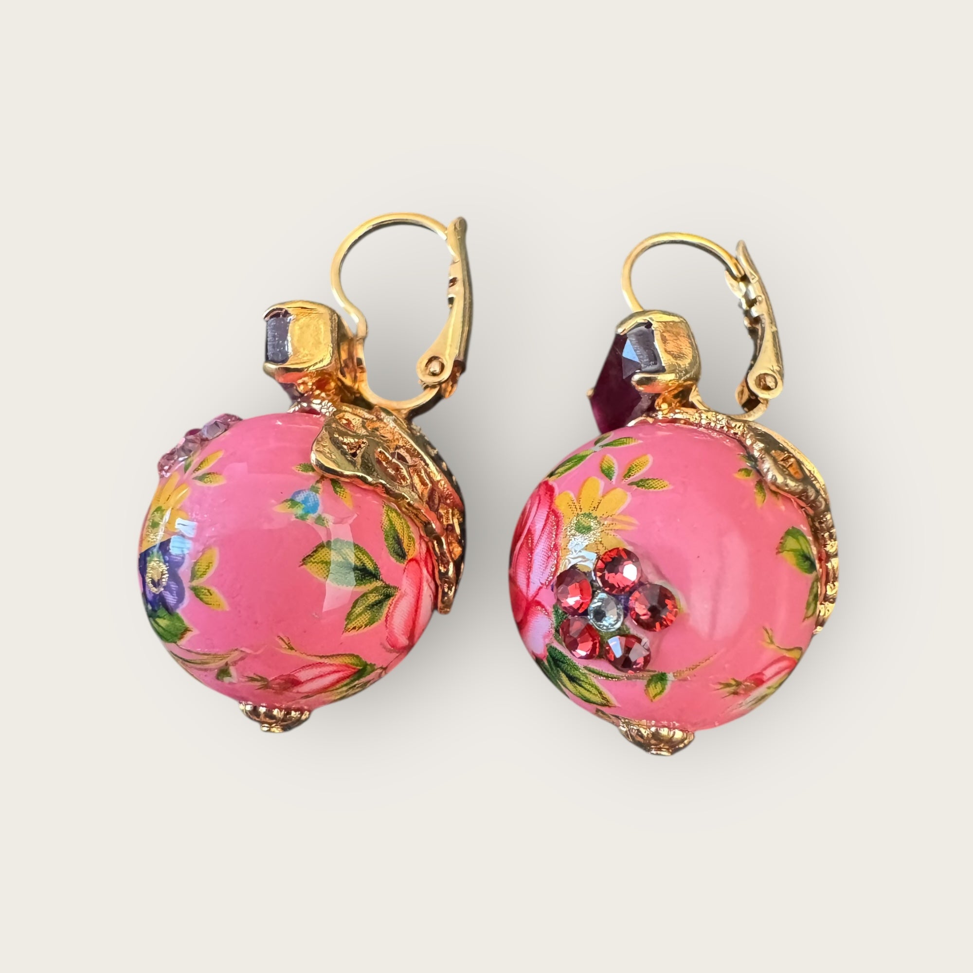 GAS BIJOUX - Boucles d'oreilles DECALCO dorées à l'or fin - FUSCHIA