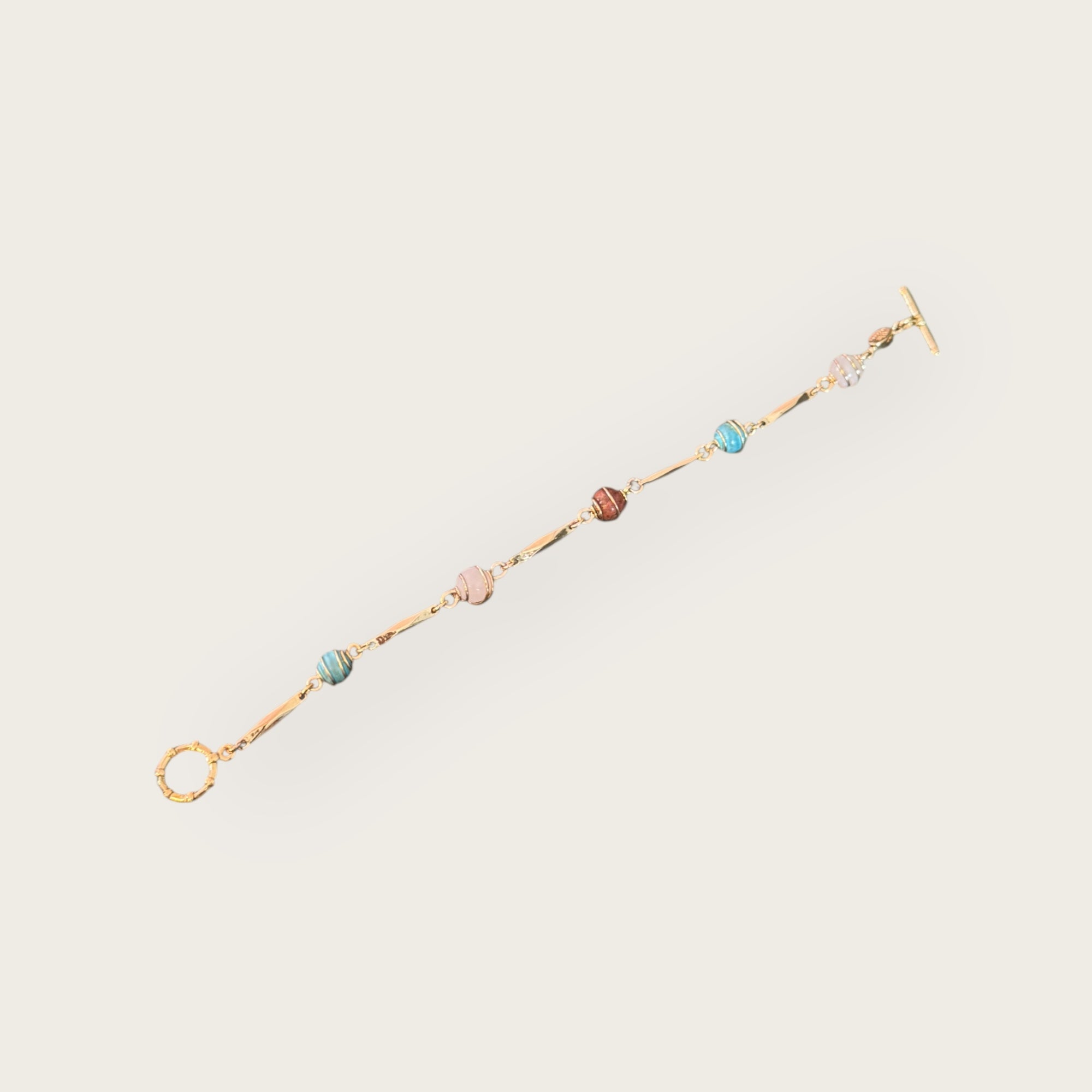 GAS BIJOUX - Bracelet PERLA serti doré à l'or fin - Turquoise, quartz marron et blanc