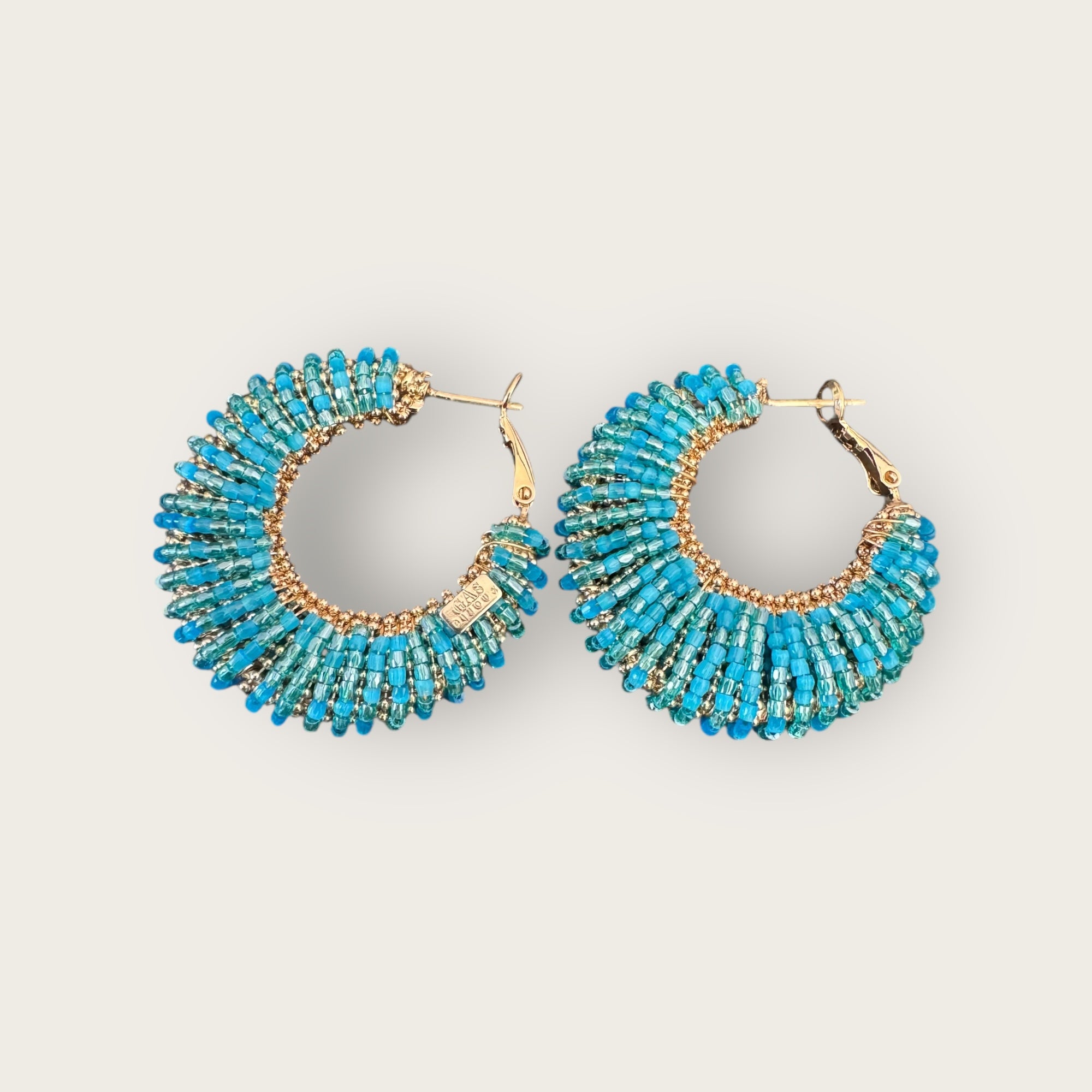 GAS BIJOUX - Boucles d'oreilles IZZIA grand modèle dorées à l'or fin - Turquoise